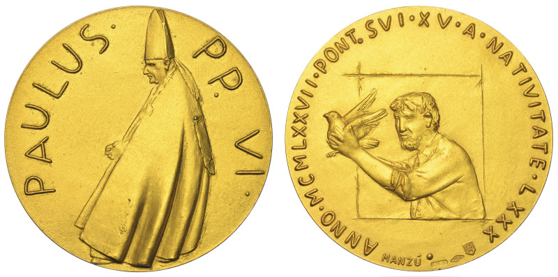 VATICANO. PAOLO VI, 1963-1978.

Medaglia in oro 1977/A. XV.

Il pontefice st...