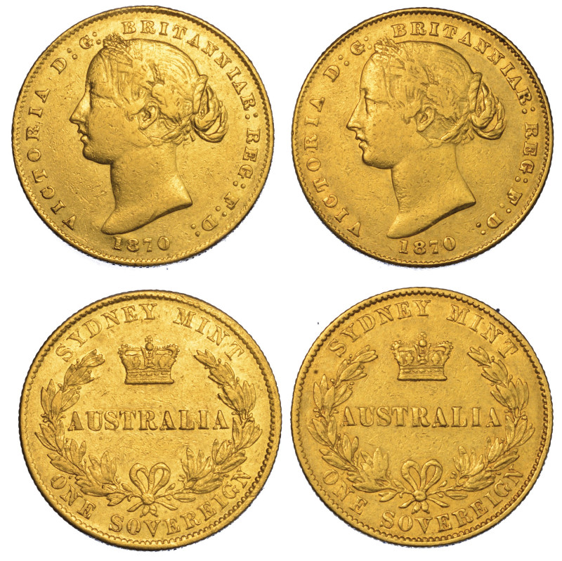 AUSTRALIA. Lotto di due monete.

VICTORIA, 1837-1901. Sovereign 1870. Sidney. ...