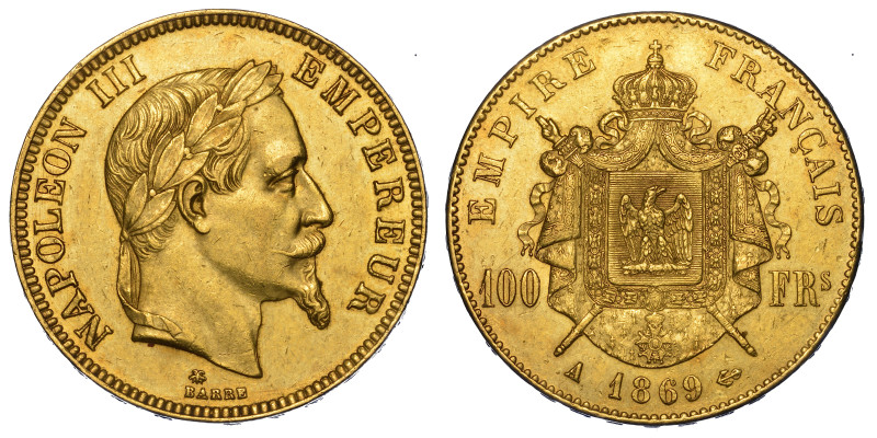 FRANCIA. NAPOLEON III, 1852-1870.

100 Francs 1869. Parigi.

Testa a d. R/ S...