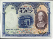 500 Pesetas. 24 Julio 1927. Isabel La Católica. Ed-352. EBC+.