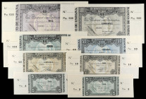 Serie 8 billetes 5 (2), 10, 25, 50, 100, 500 y 1.000 Pesetas. 1 Enero 1937. EL BANCO DE ESPAÑA. BILBAO. Todos con Matriz y sin numeración. Los de 5 Pe...