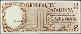 5 Pessetes. 21 Setembre 1936. GENERALITAT DE CATALUNYA. Ed-373. EBC-.