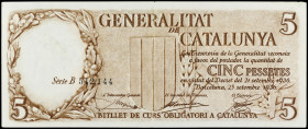 5 Pessetes. 21 Setembre 1936. GENERALITAT DE CATALUNYA. Ed-373. EBC-.