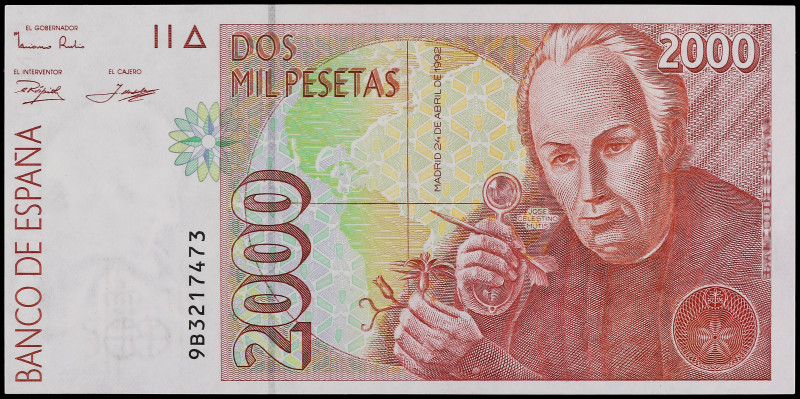 2.000 pesetas. 1995. Celestino Mutis. Serie Sustitutiva 9B. (Leves arruguitas). ...
