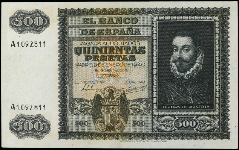 500 Pesetas. 9 Enero 1940. Juan de Austria. Ed-439. MBC+.