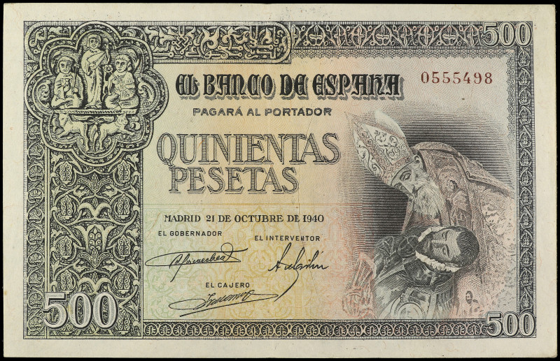 500 Pesetas. 21 Octubre 1940. Entierro del Conde Orgaz. (Arruguitas, algunas de ...