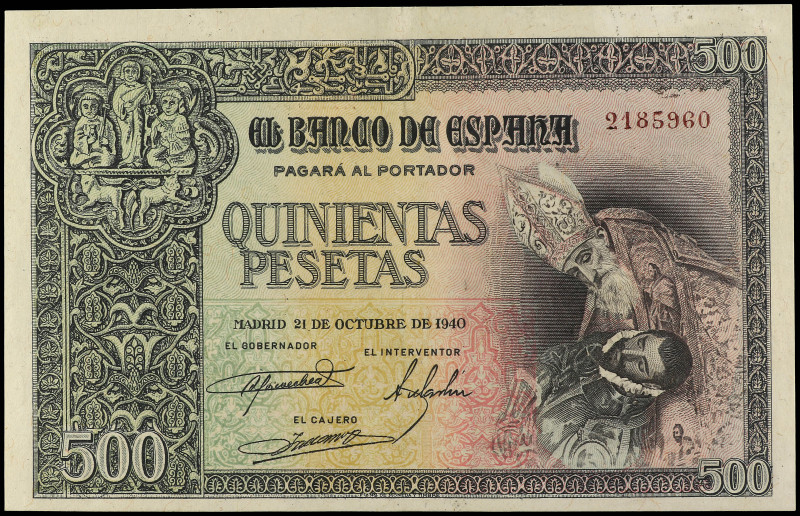 500 Pesetas. 21 Octubre 1940. Entierro del Conde Orgaz. Ed-444. MBC+.