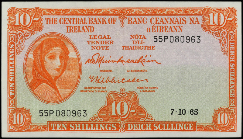 10 Shilling. 7-10-65. IRLANDA. Lady Hazel Lavery. (Leves arruguitas). Pick-63a. ...