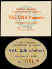 50 Cèntims y 1 Pesseta. C.M. d´ AIGÜESBONES DE MONTBUI. MUY ESCASOS. AT-26, 27. MBC- a EBC+.