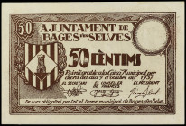 50 Cèntims. 9 Octubre 1937. Aj. de BAGES D´ EN SELVES. ESCASO. AT-265. EBC.