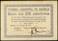 25 Cèntims. C.M. de BACELLA. RARO. AT-314. MBC+.