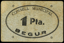 1 Pesseta. C.M. de BEGUR. Cartón. (Algo sucio). ESCASO. AT-346. MBC.