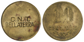 10 Cèntims. C.N.T. BELLATERRA. 5,18 grs. Latón. (Levisimas oxidaciones). EXTRAORDINARIAMENTE RARA. T-428; RGH-falta. MBC+.