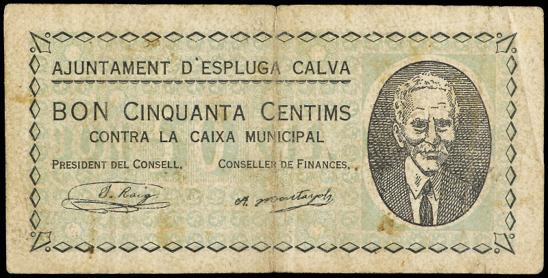 10 Cèntims. Aj. d´ ESPLUGA CALVA. (algo sucio). AT-952. MBC+.