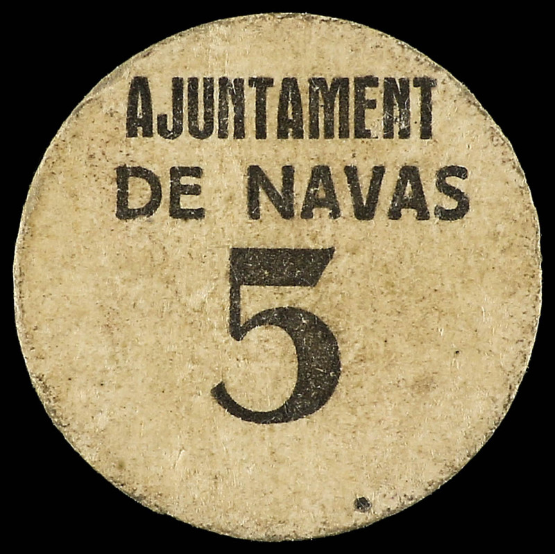 5 Cèntims. Aj. de NAVÀS. (Algo sucio). MUY ESCASO. AT-1651a. EBC-.