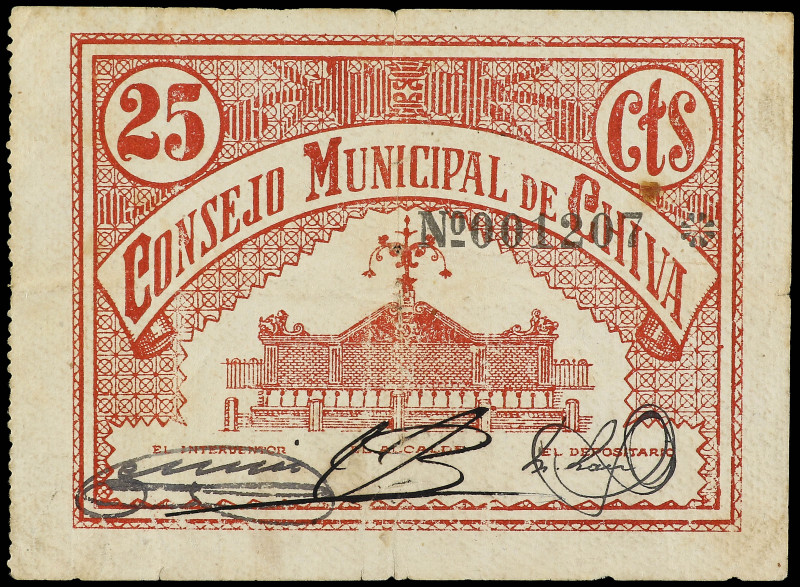 25 Céntimos. C.M. de CHIVA (Valencia). RARO. RGH-1946. MBC.