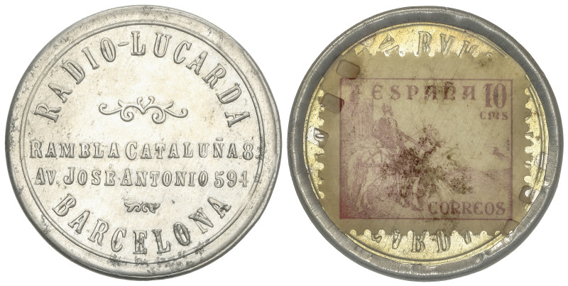 10 Céntimos. (1939-1945). RADIO LUCARDA. BARCELONA. 1,27 grs. Al y celuloide. Di...