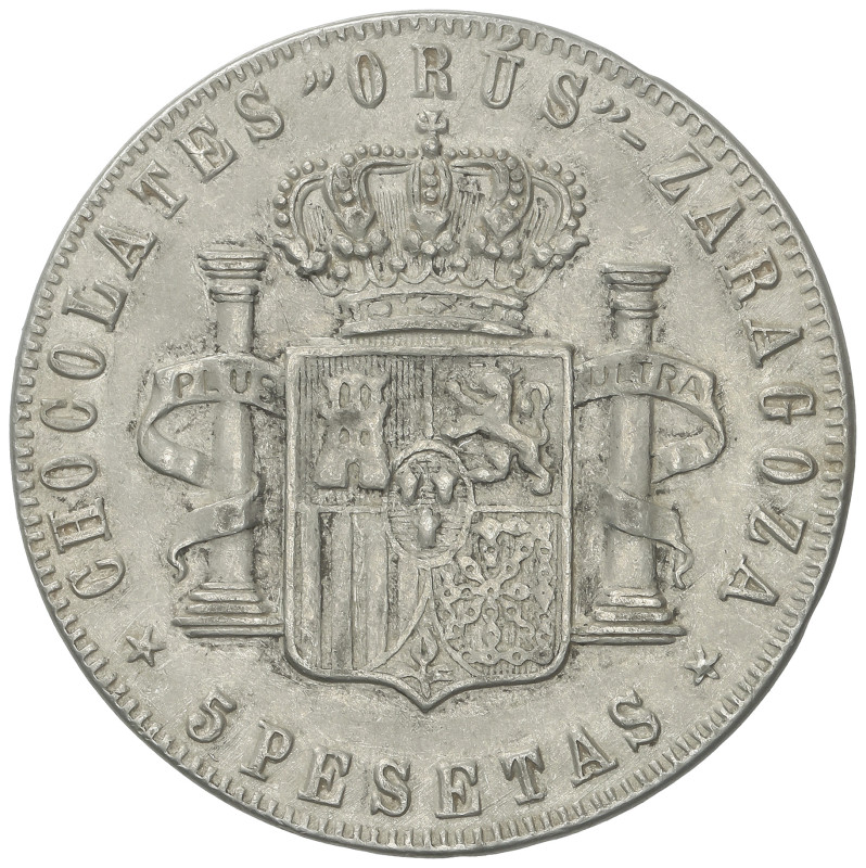 Moneda espejito. CHOCOLATE ORÚS. ZARAGOZA. Al. Ø 37 mm. Jetón publicitario. Lacr...