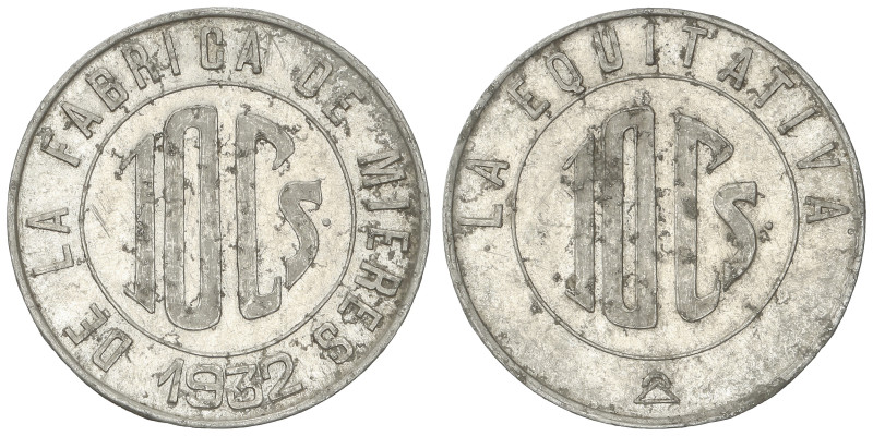 10 Céntimos. 1932. FABRICA DE MIERES. LA EQUITATIVA. Al. MBC+.