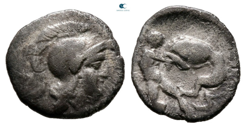 Lucania. Herakleia circa 420-390 BC. 
Diobol AR

12 mm, 0,79 g



Fine