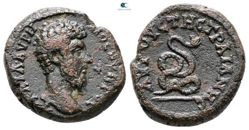 Thrace. Augusta Traiana. Marcus Aurelius AD 161-180. 
Bronze Æ

19 mm, 5,47 g...