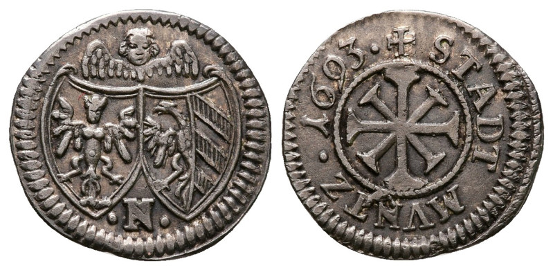 Germany. Nürnberg AD 1693. 
Kreuzer AR

15 mm, 0,73 g



Extremely Fine