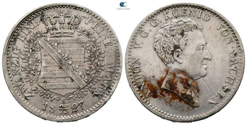 Germany. Sachsen AD 1827. Mohrenkopftaler
2/3 Taler 1827

 mm, 14,1 g



...