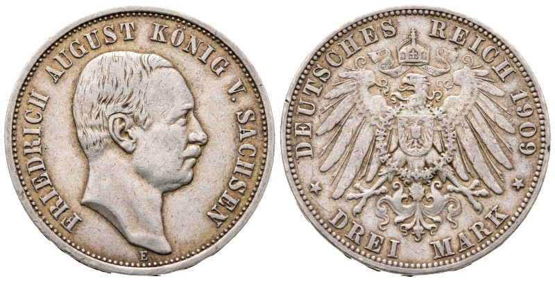 Germany. Sachsen AD 1909. 
3 Mark AR 

33 mm, 16,62 g



Very Fine