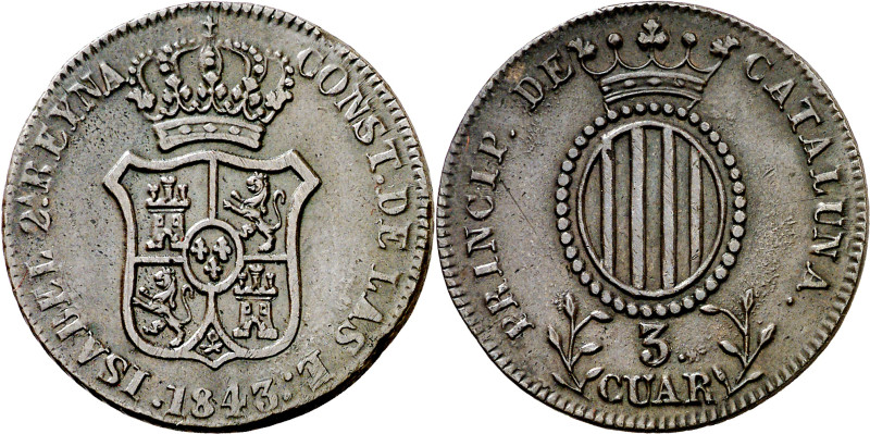 1843. Isabel II. Barcelona. 3 cuartos. (AC. 10). 7,53 g. EBC-. 

1843. Isabel ...