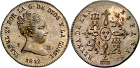 1842. Isabel II. Segovia. 1 maravedí. (AC. 35). Bella. Parte de brillo original. 1,27 g. S/C. 

1842. Isabel II. Segovia. 1 maravedí. (AC. 35). Nice...