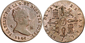1846. Isabel II. Jubia. 4 maravedís. (AC. 72) (C. & N. 123). Bella. 4,62 g. EBC/EBC+. 

1846. Isabel II. Jubia. 4 maravedis. (AC. 72) (C. & N. 123)....