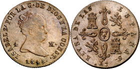 1848. Isabel II. Jubia. 4 maravedís. (AC. 74) (C. & N. 125). Escasa. 4,51 g. EBC-/EBC. Ex Áureo & Calicó 16/12/2009, nº 862. 

1848. Isabel II. Jubi...