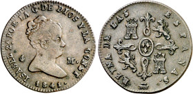 1841. Isabel II. Segovia. 4 maravedís. (AC. 84). Escasa. 4,98 g. MBC. 

1841. Isabel II. Segovia. 4 maravedis. (AC. 84). Scarce. 4,98 g. MBC.