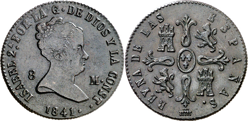 1841. Isabel II. Segovia. 8 maravedís. (AC. 127). 10 g. EBC-/EBC. 

1841. Isab...