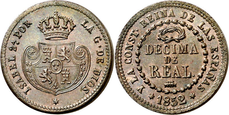 1852. Isabel II. Segovia. 1 décima de real. (AC. 144). Bella. 3,98 g. EBC+. Ex Á...