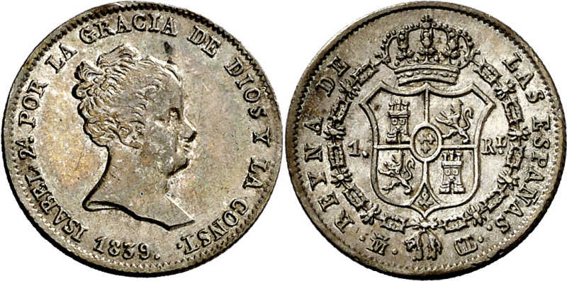 1839. Isabel II. Madrid. CL. 1 real. (AC. 293). 1,51 g. EBC-/EBC. 

1839. Isab...