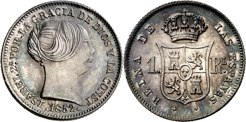 1852. Isabel II. Madrid. 1 real. (AC. 302). Bella. 1,32 g. S/C-. 

1852. Isabe...