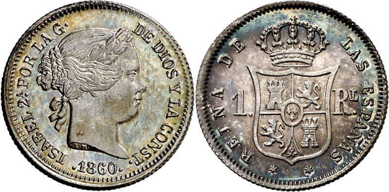 1860. Isabel II. Madrid. 1 real. (AC. 309). Bella. 1,29 g. EBC. 

1860. Isabel...