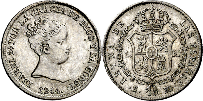 1844. Isabel II. Sevilla. RD. 1 real. (AC. 315). Escasa. 1,42 g. MBC+. 

1844....