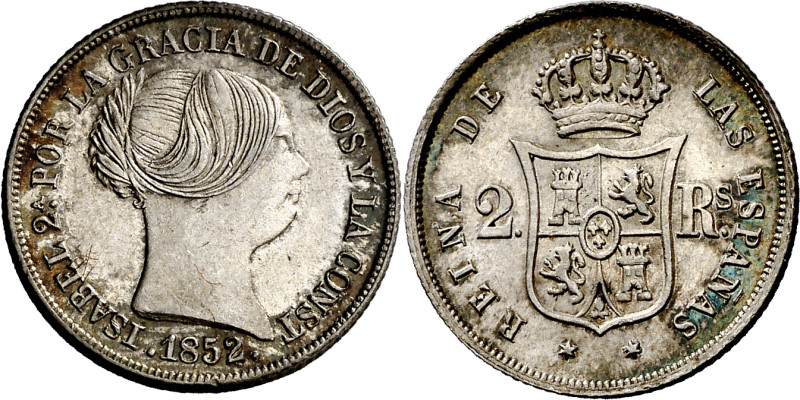 1852. Isabel II. Madrid. 2 reales. (AC. 367). 2,61 g. EBC/EBC-. 

1852. Isabel...