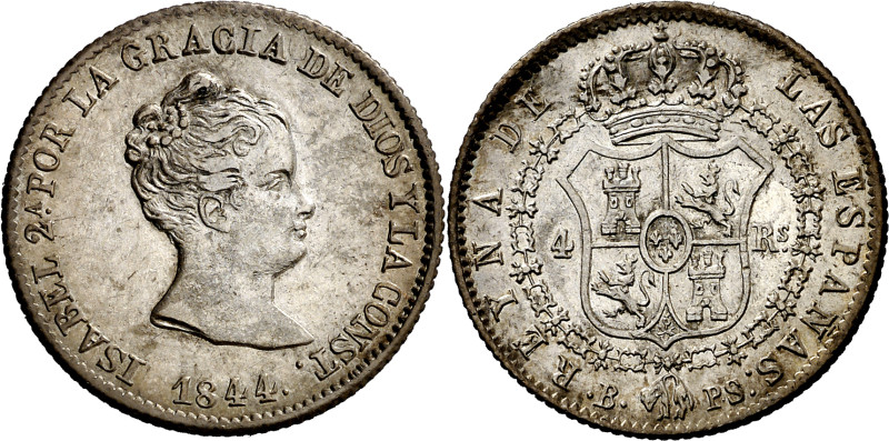 1844. Isabel II. Barcelona. PS. 4 reales. (AC. 418). 5,88 g. EBC-. 

1844. Isa...