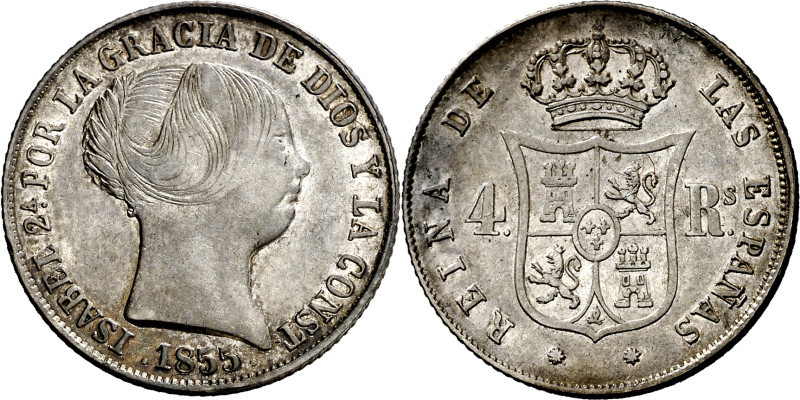 1855. Isabel II. Barcelona. 4 reales. (AC. 428). Escasa. 5,10 g. MBC. 

1855. ...