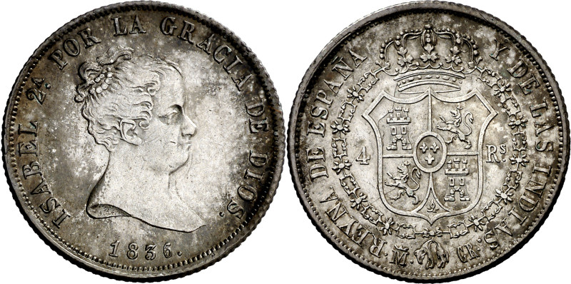 1836. Isabel II. Madrid. CR. 4 reales. (AC. 443). 5,96 g. EBC-/EBC. 

1836. Is...