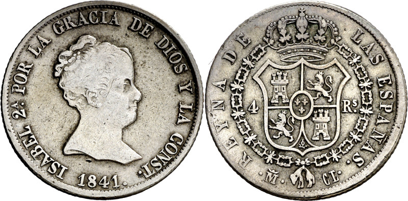 1841. Isabel II. Madrid. CL. 4 reales. (AC. 449). Rara. 5,88 g. MBC/MBC+. 

18...