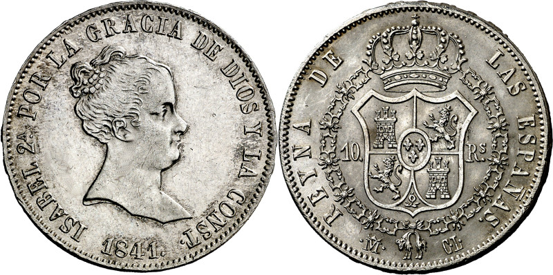 1841. Isabel II. Madrid. CL. 10 reales. (AC. 521). Bella. Parte de brillo origin...