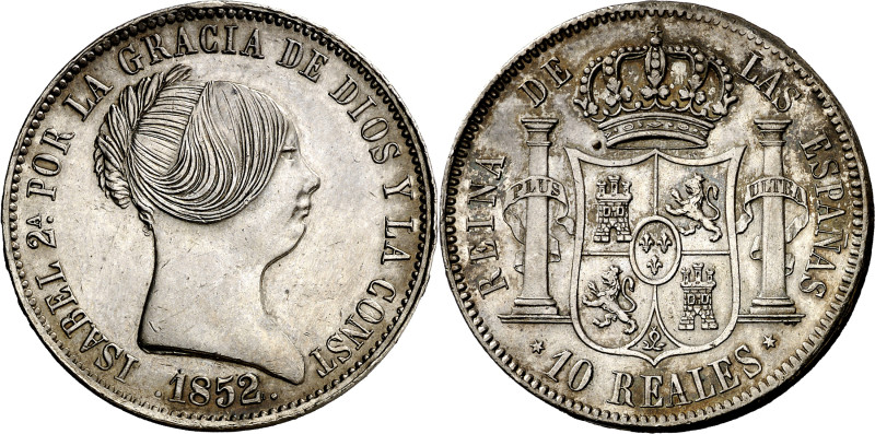 1852/2. Isabel II. Madrid. 10 reales. (AC. 526). Bella. 13,07 g. EBC+. Ex Áureo ...