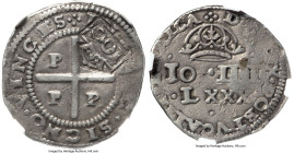 Afonso VI Counterstamped 100 Reis ND (1663) AU53 NGC, KM27, LMB-20. Crowned "100" counterstamp (AU Standard) on Portugal João IV 80 Reis from the Port...
