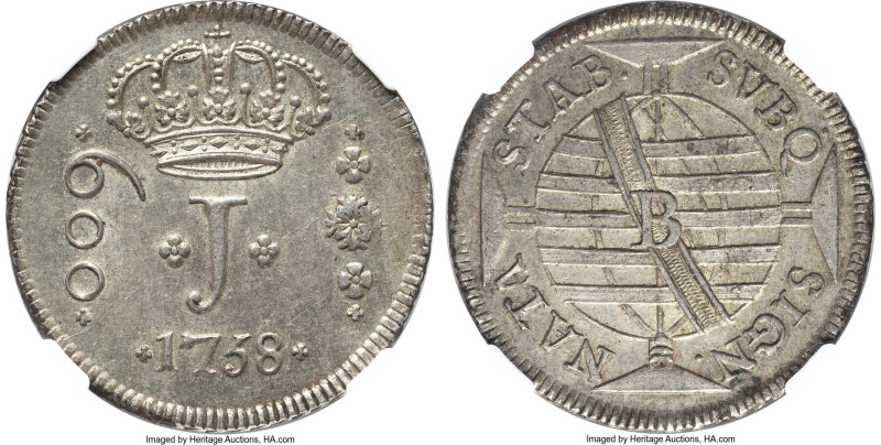 José I 600 Reis 1758-B MS62 NGC, Bahia mint, KM179, LMB-227. From the collectibl...