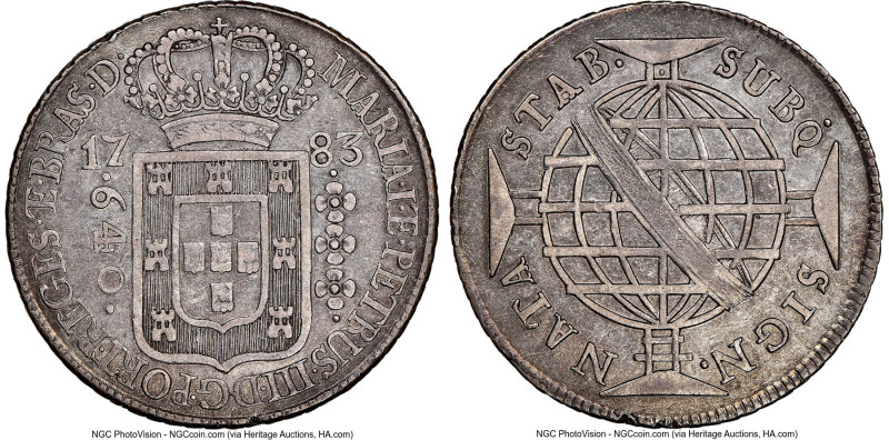 Maria I & Pedro III 640 Reis 1783-(L) XF45 NGC, Lisbon mint, KM207.1, LMB-326. F...