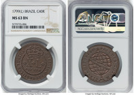 Maria I 40 Reis 1799-(L) MS63 Brown NGC, Lisbon mint, KM230, LMB-362. Small Module. From the Sant'Anna Collection HID09801242017 © 2024 Heritage Aucti...